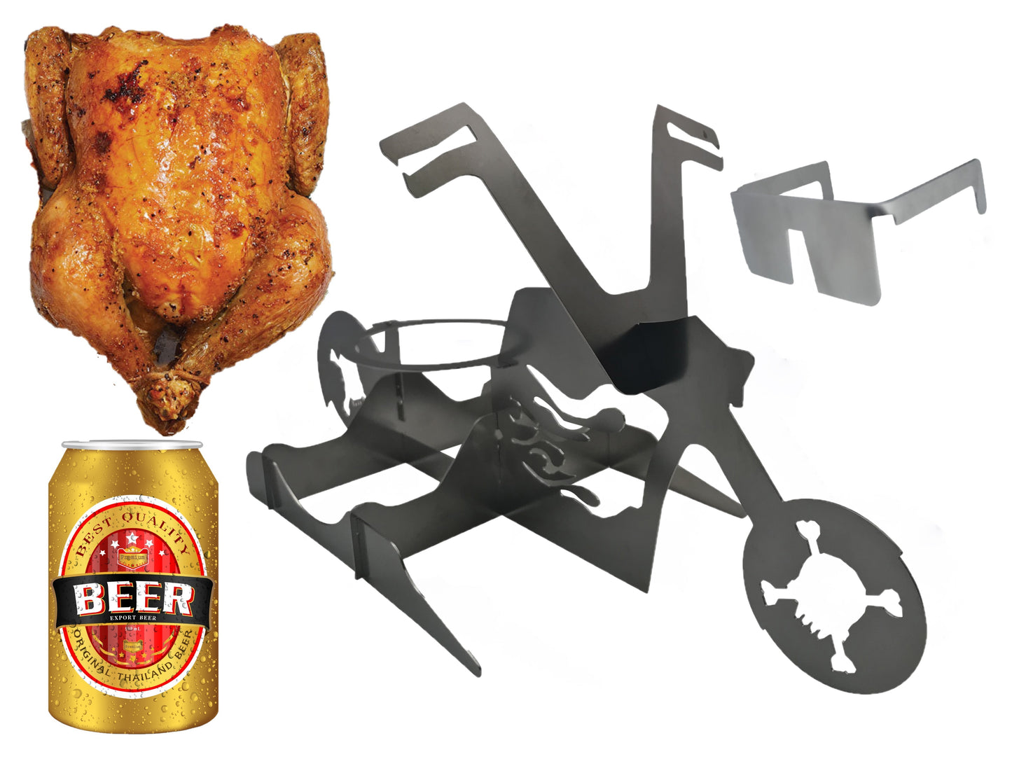 Flaming Biker Chick Beer Can Chicken Stand™
